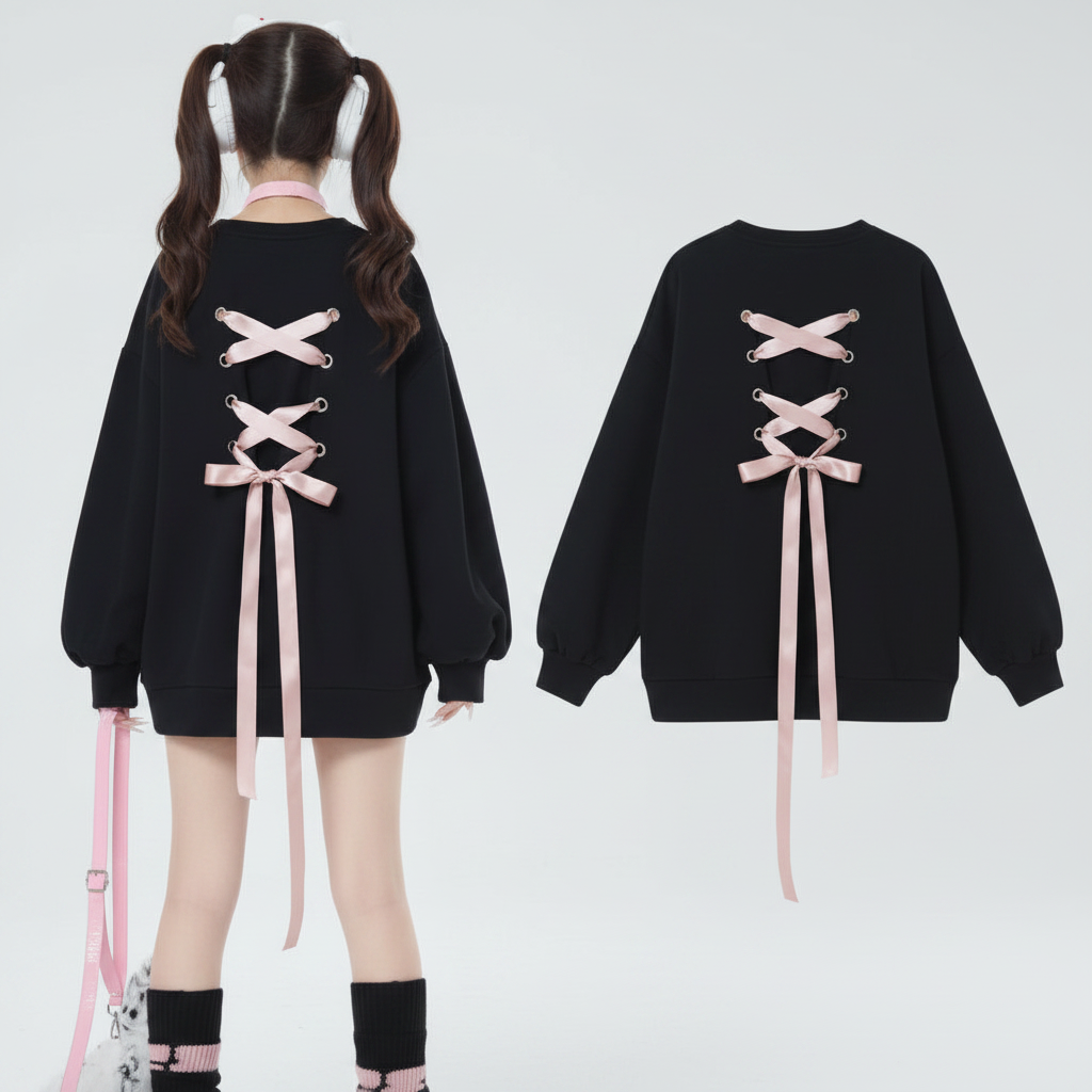 Sweet Ribbon Hoodie Oberteile im japanischen Stil