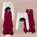 Dreiteiliges Streetwear-Set Crop Top Cargohose
