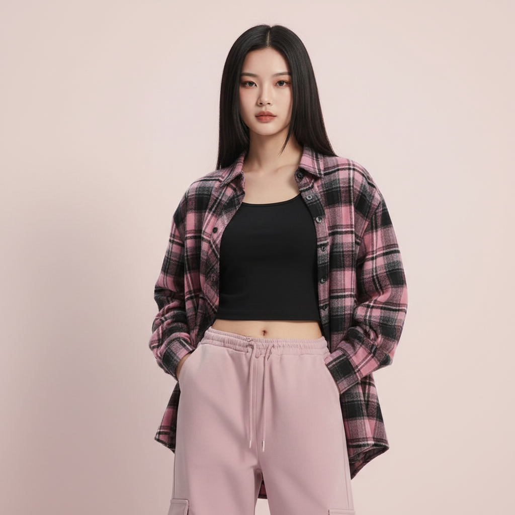 Plaid Shirt Sling Vest and Cargo Pants 3-Piece Set plaid