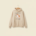 Beige casual kawaii hoodie for women with cute cat graphic and no talk me im angy text