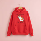 Red casual kawaii hoodie for women with cute cat and no talk me im angy print