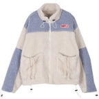 Vusy Kawai Shop cute autumn winter plush sweatshirt in cream and light blue with zipper and drawstring pockets