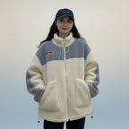 Vusy Kawai Shop cute autumn winter plush sweatshirt in cream and gray with zip and large pockets