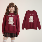 Niedlicher roter Bär O-Neck Hoodie im japanischen Stil