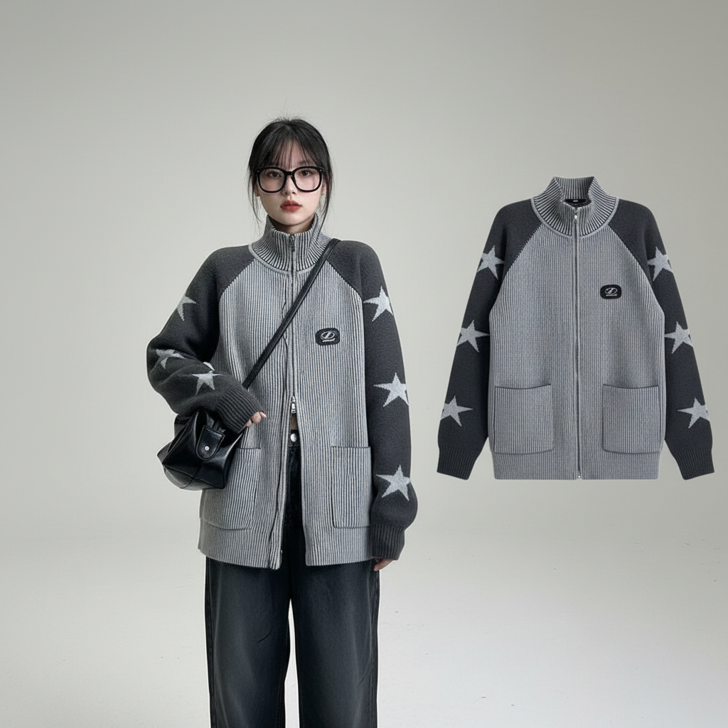 Doppelreißverschluss-Herbstjacke für Damen