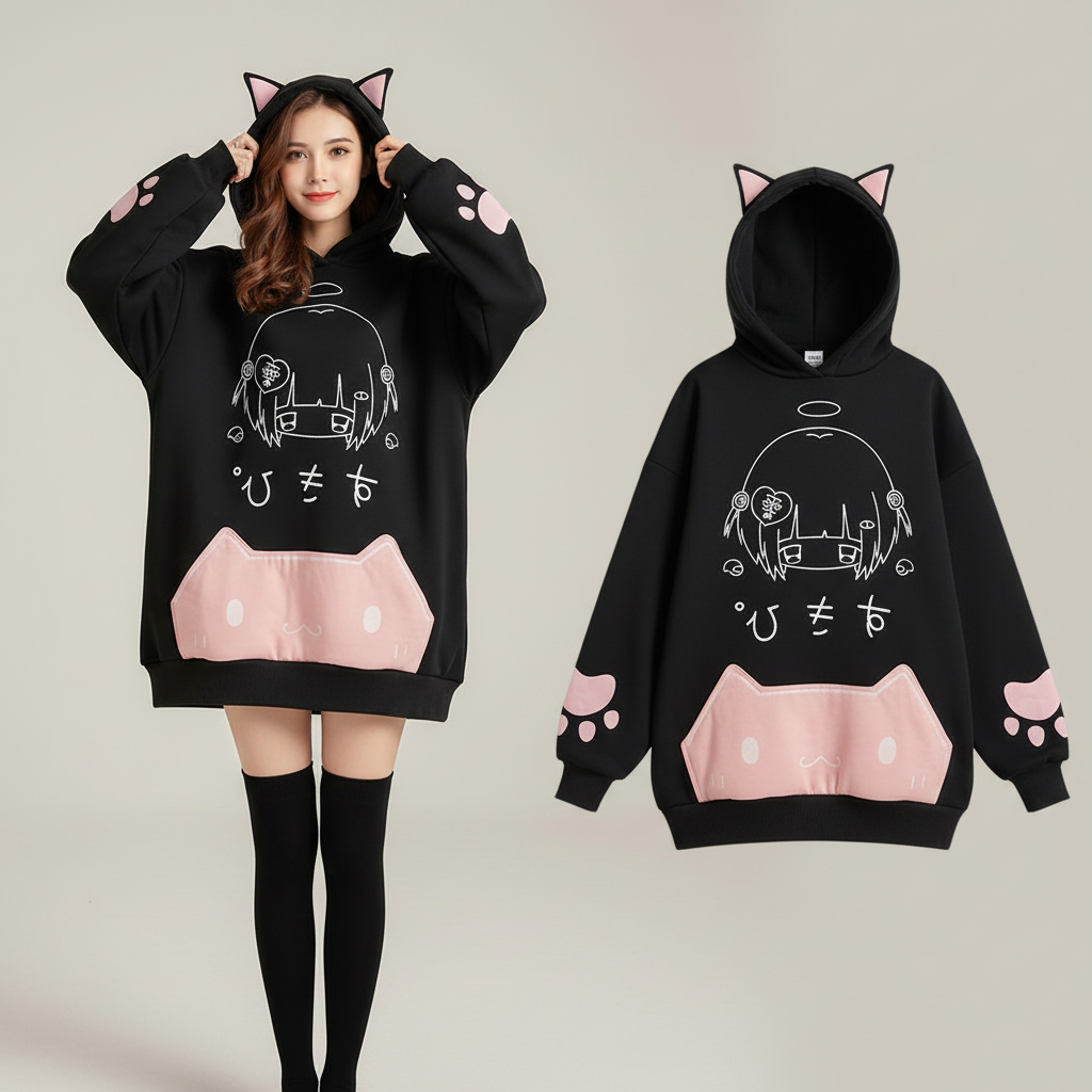 Japanese Cartoon Print Women Sweatshirt