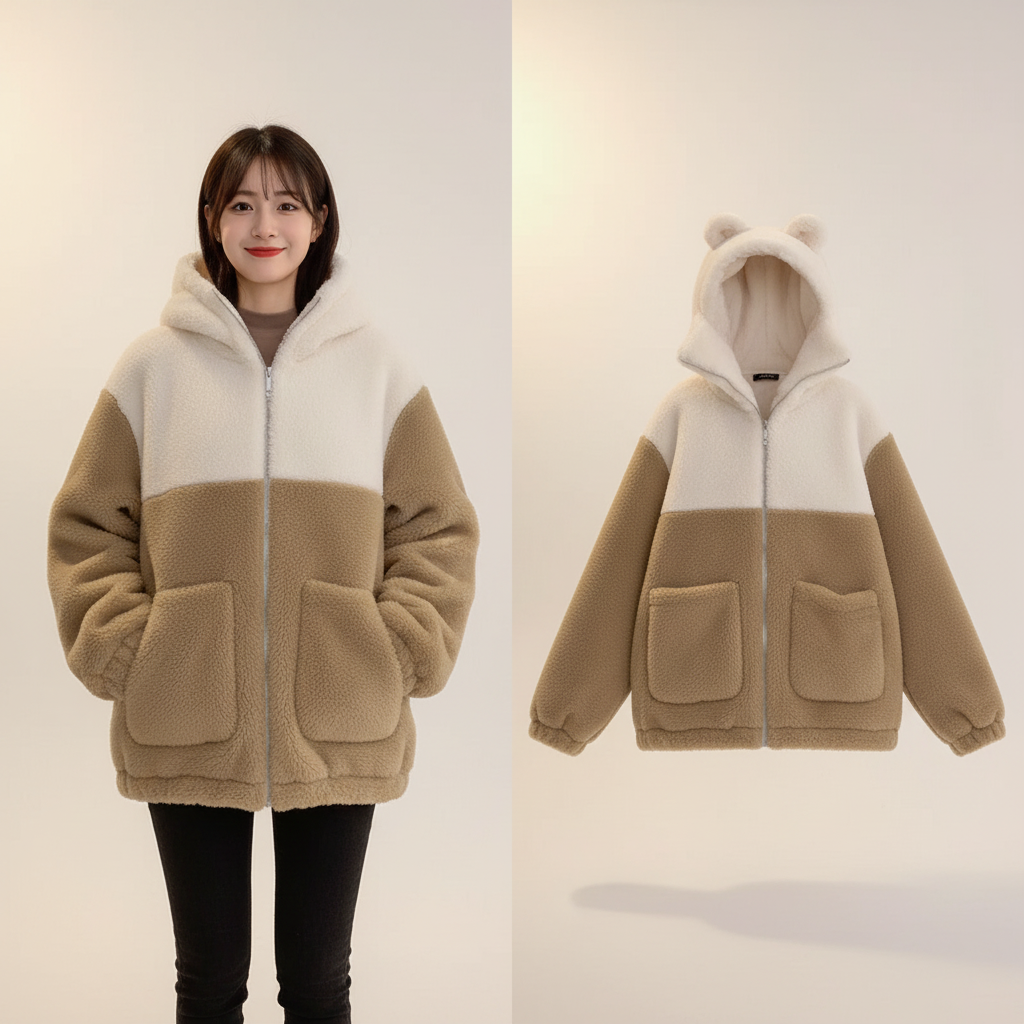 Japanische niedliche Teddybär-Kapuzenjacke