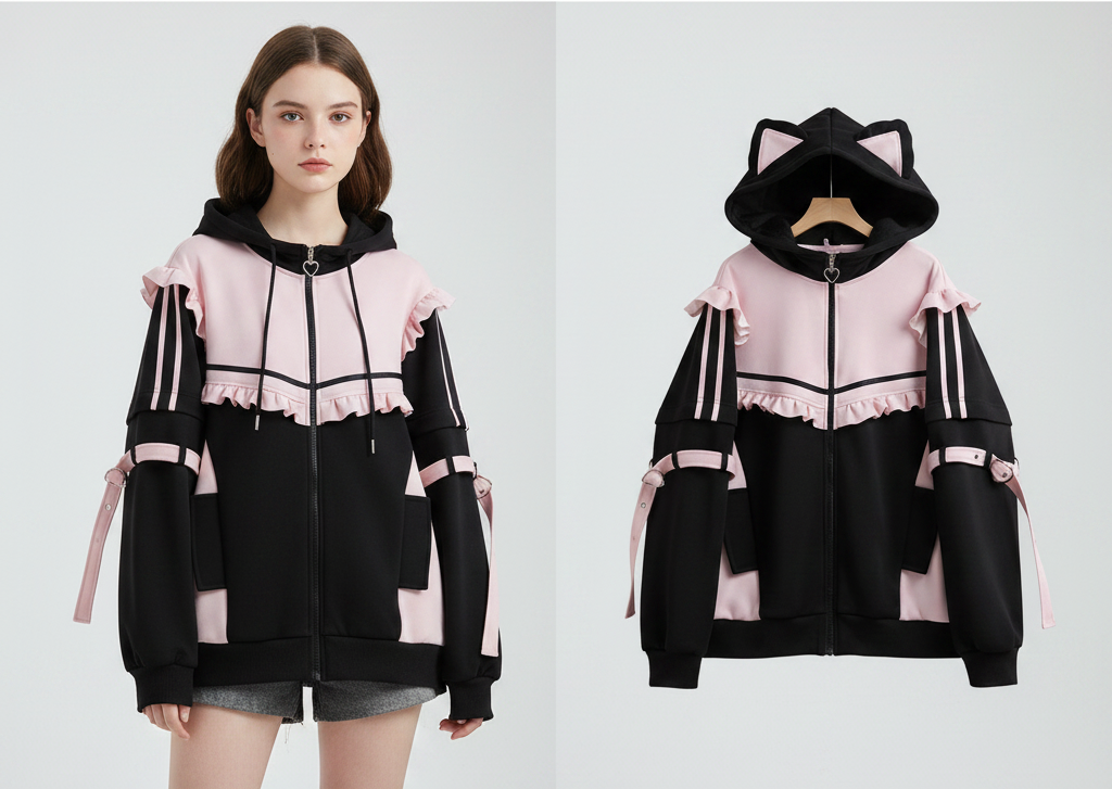 Kawaii Katzenohren-Kapuzenpulli für Damen mit Ohren