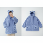 Kawaii flauschige Jacke für Damen mit Bärentaschen