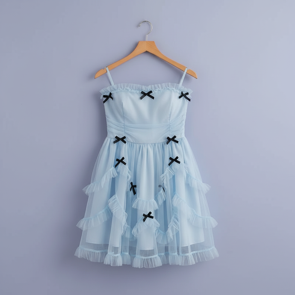 Vestido azul en un solo gancho