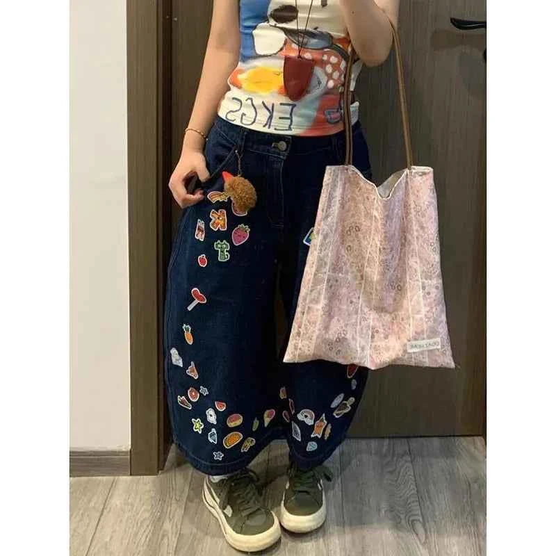 Vusy Kawai Vintage Denim Workwear Shorts for Women