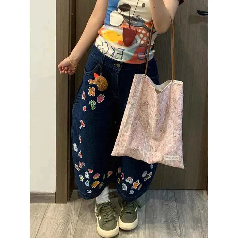 Vusy Kawai Vintage Denim Workwear Shorts for Women