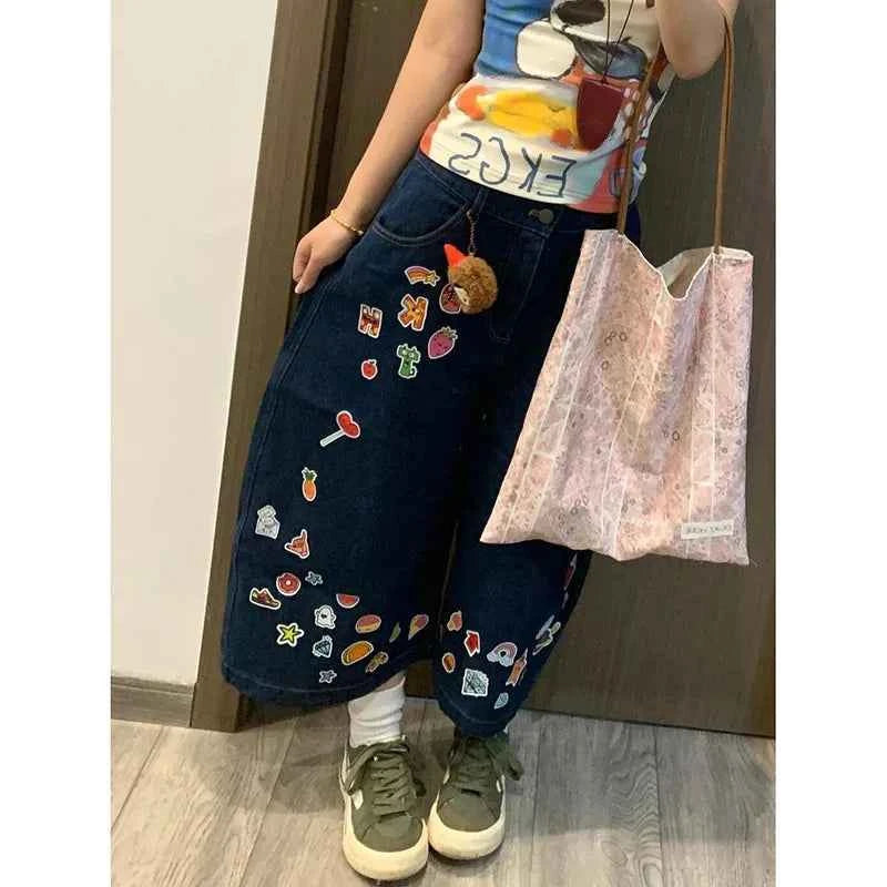 Vusy Kawai Vintage Denim Workwear Shorts for Women