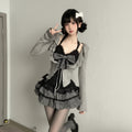 Vintage Kawaii 3-Piece Dress Set with Cardigan Corset