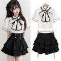 Women's Sweet Y2K Bow Blouse & Mini Skirt Set