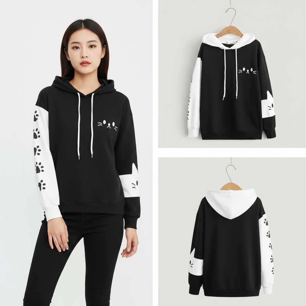 Katzenohr-Kapuzenpullover Japanisches Sweatshirt