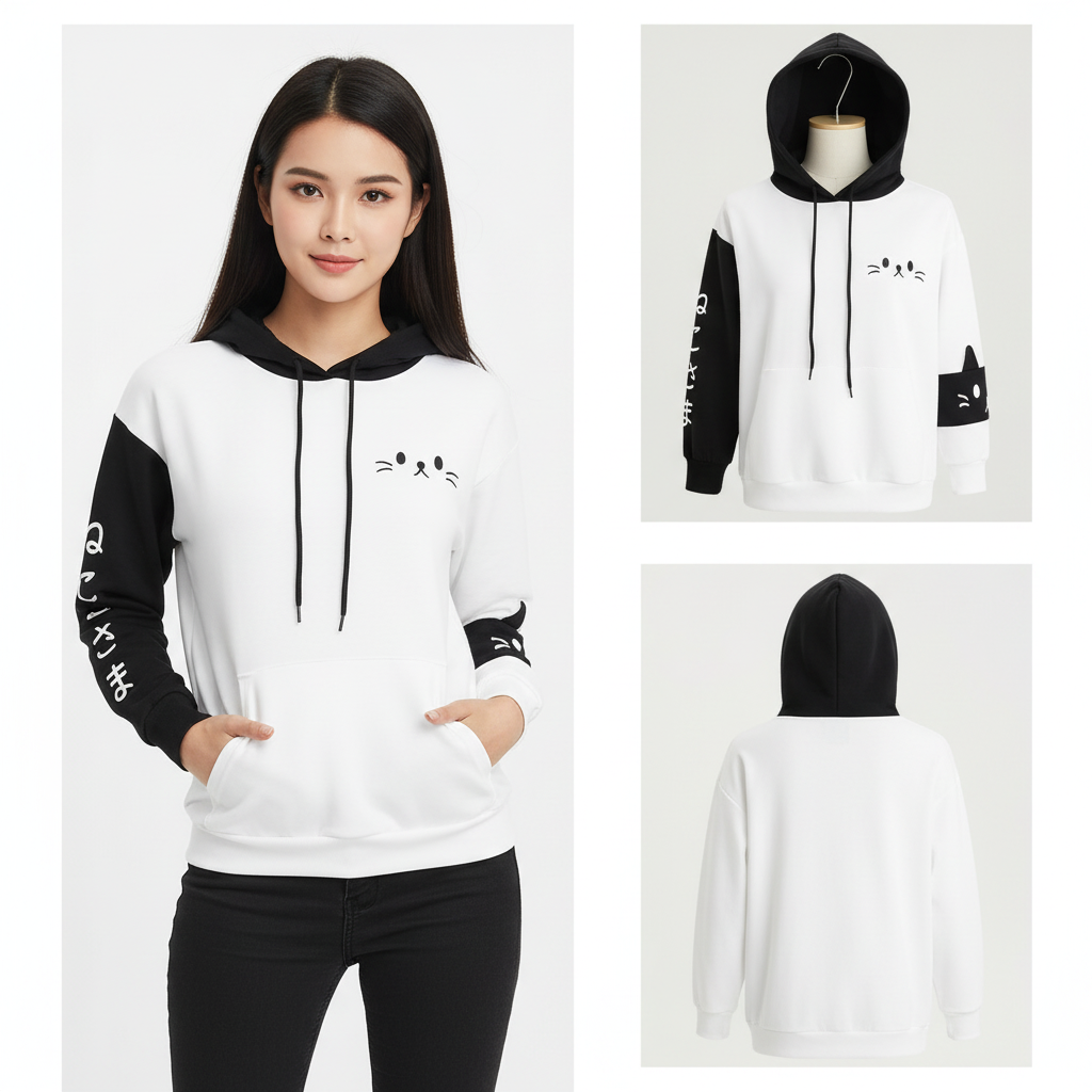 Katzenohr-Kapuzenpullover Japanisches Sweatshirt