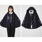 Katzen-Print-Hoodie, oversized japanische Jacke
