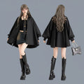 Japanese Gothic Loose Long Sleeve Black Top