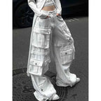 White Cargo Jeans for Women cargo pocket