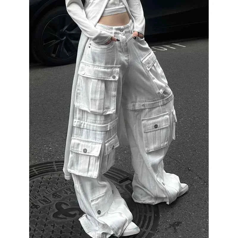 White Cargo Jeans for Women Trendy Style