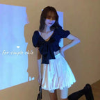 White Ruched High Waist Skirt for Kawaii Style