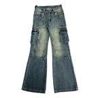 Blue Baggy Cargo Jeans for Women cargo pocket