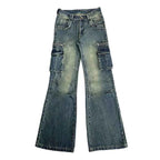 Vusy Kawai Women's Blue Baggy Cargo Jeans for Trendy Style