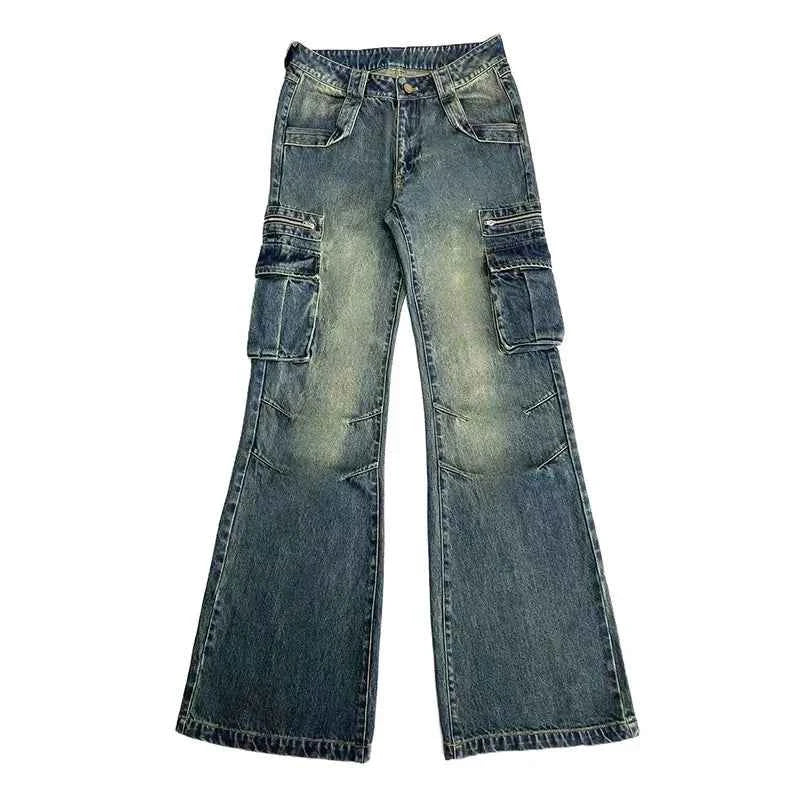 Vusy Kawai Women's Blue Baggy Cargo Jeans for Trendy Style