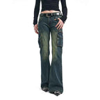 Vusy Kawai Women's Blue Baggy Cargo Jeans for Trendy Style