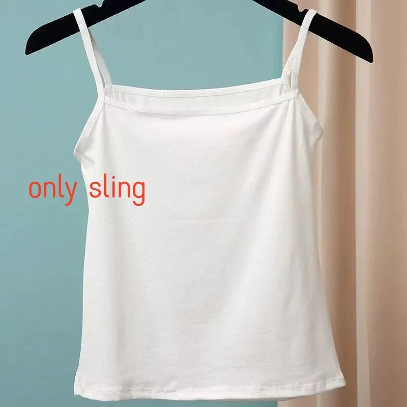 White sling top from Women's Spring Fall Preppy Bandage Knit Vest & Plaid Skirt Set by Vusy Kawai Shop