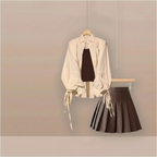 Women's Spring Summer Pleated Mini Skirt Outfit - Vusy Kawaii Shop
