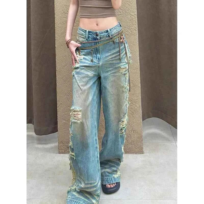 Vusy Kawai Y2K Baggy Ripped Jeans for Women