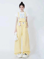 Cute Yellow Overalls with Kawaii Bunny Charm