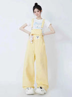 Cute Yellow Overalls with Kawaii Bunny Charm